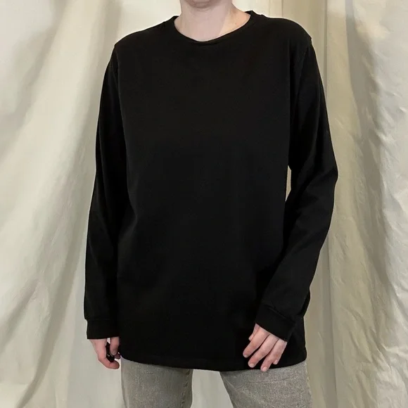 💸 5/20 Cherokee Long Sleeve Longline Black T-Shirt Oversized Tee Unisex - Picture 1 of 10